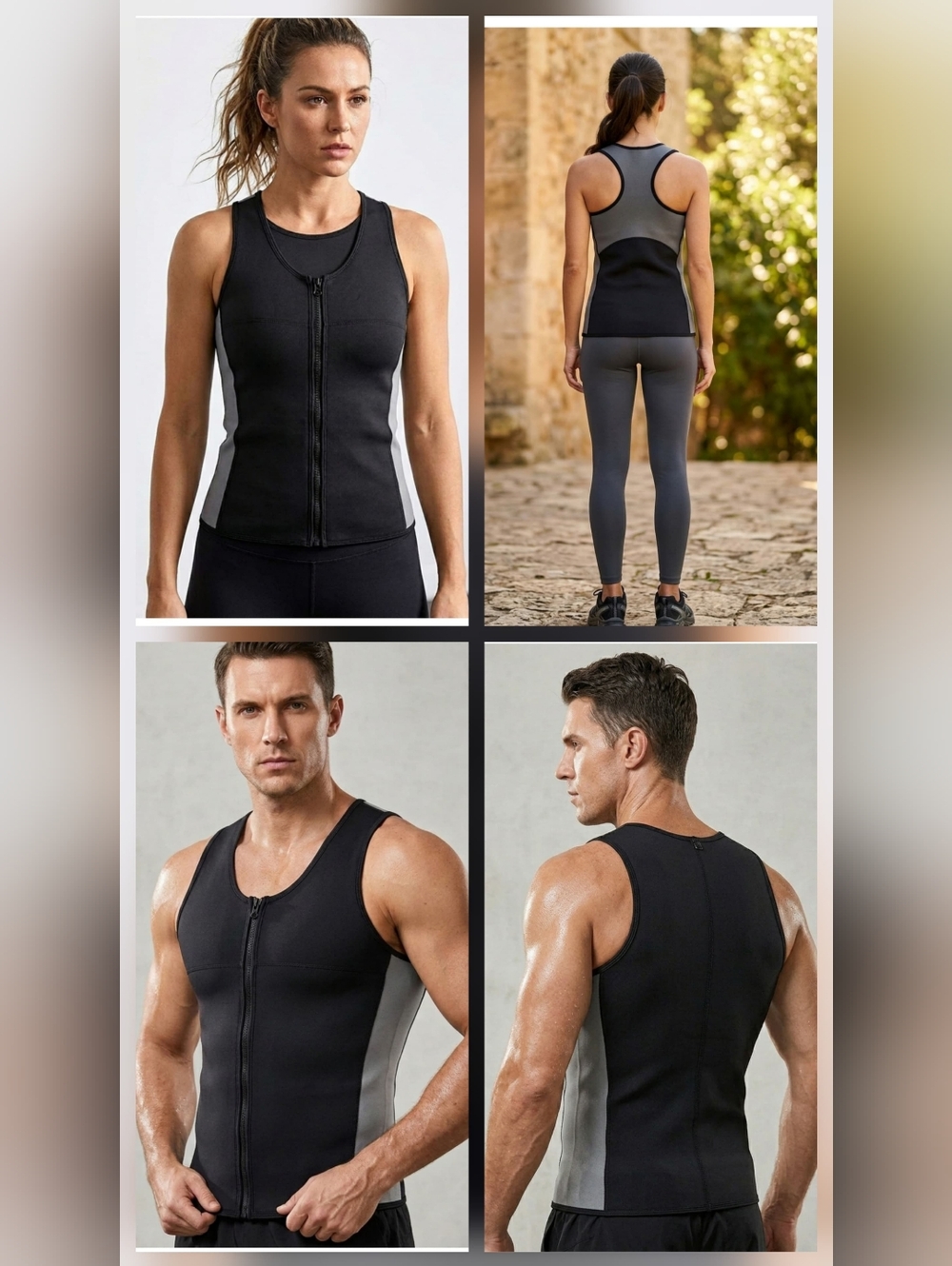 Slim & Trim Sweat Vest Waist Trainer Neoprene Sauna Tank Top Zipper Size Medium